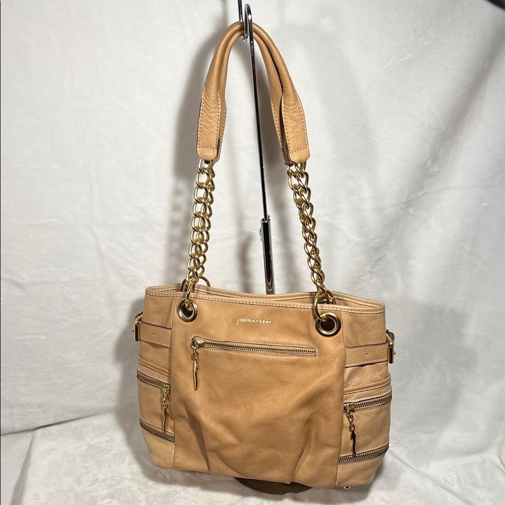 Dimoni Tan Shoulder Bag with Gold Accents - Made in Spain
